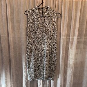 Calvin Klein Black & White Sleeveless V-Neck Midi Dress